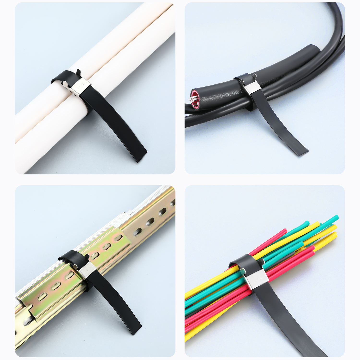 Stainless Steel Cable Tie---304 316 L Type PVC Coated Cable Tie with Wing Lock in black