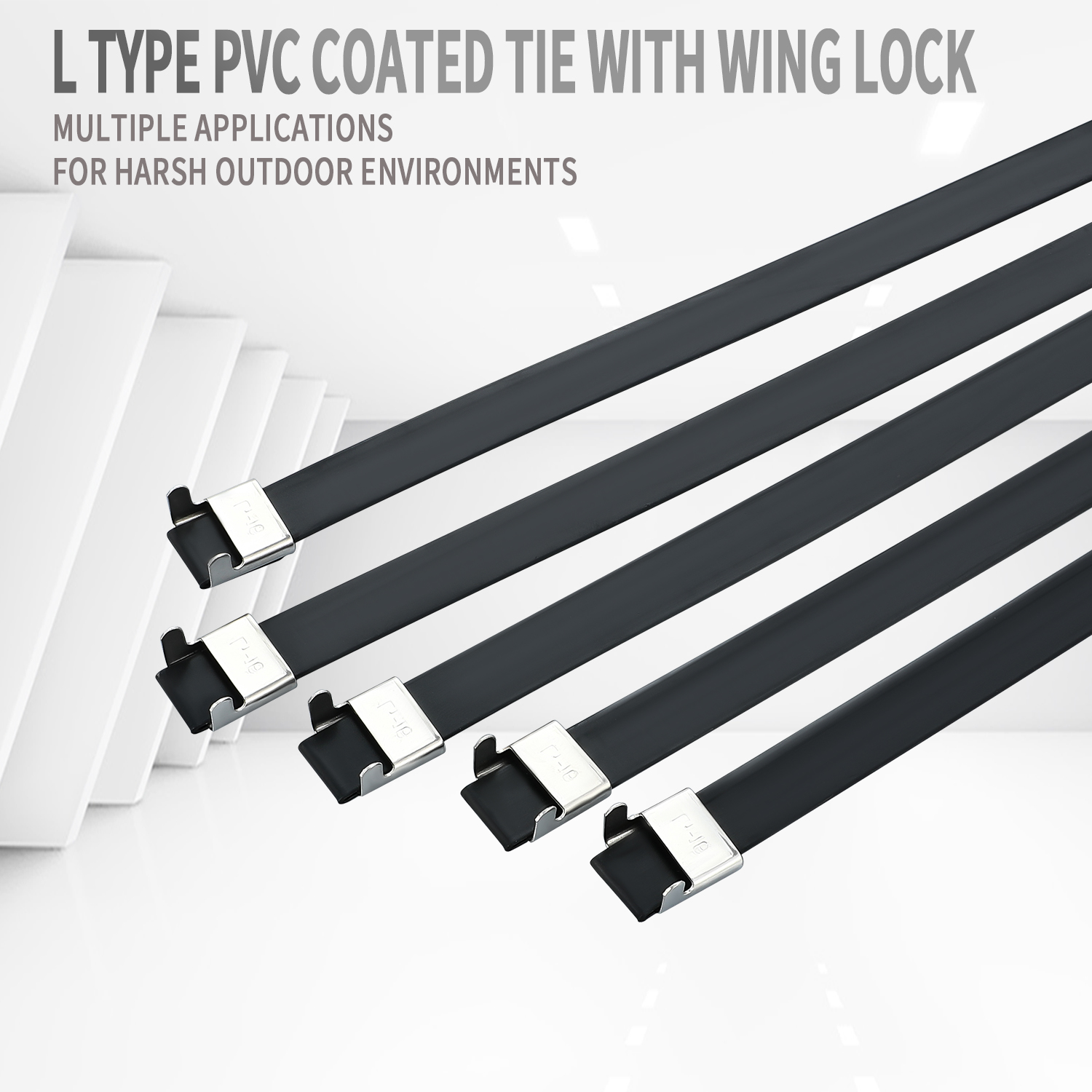 Stainless Steel Cable Tie---304 316 L Type Epoxy Coated Cable Tie with Wing Lock in black